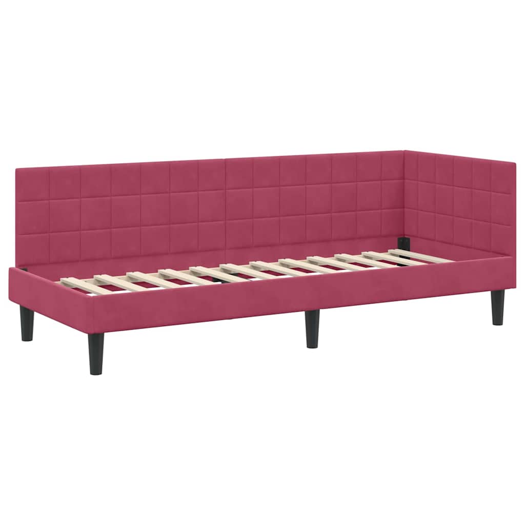 Kutni okvir kreveta Vinska crvena 80 cm x 200 cm Baršun