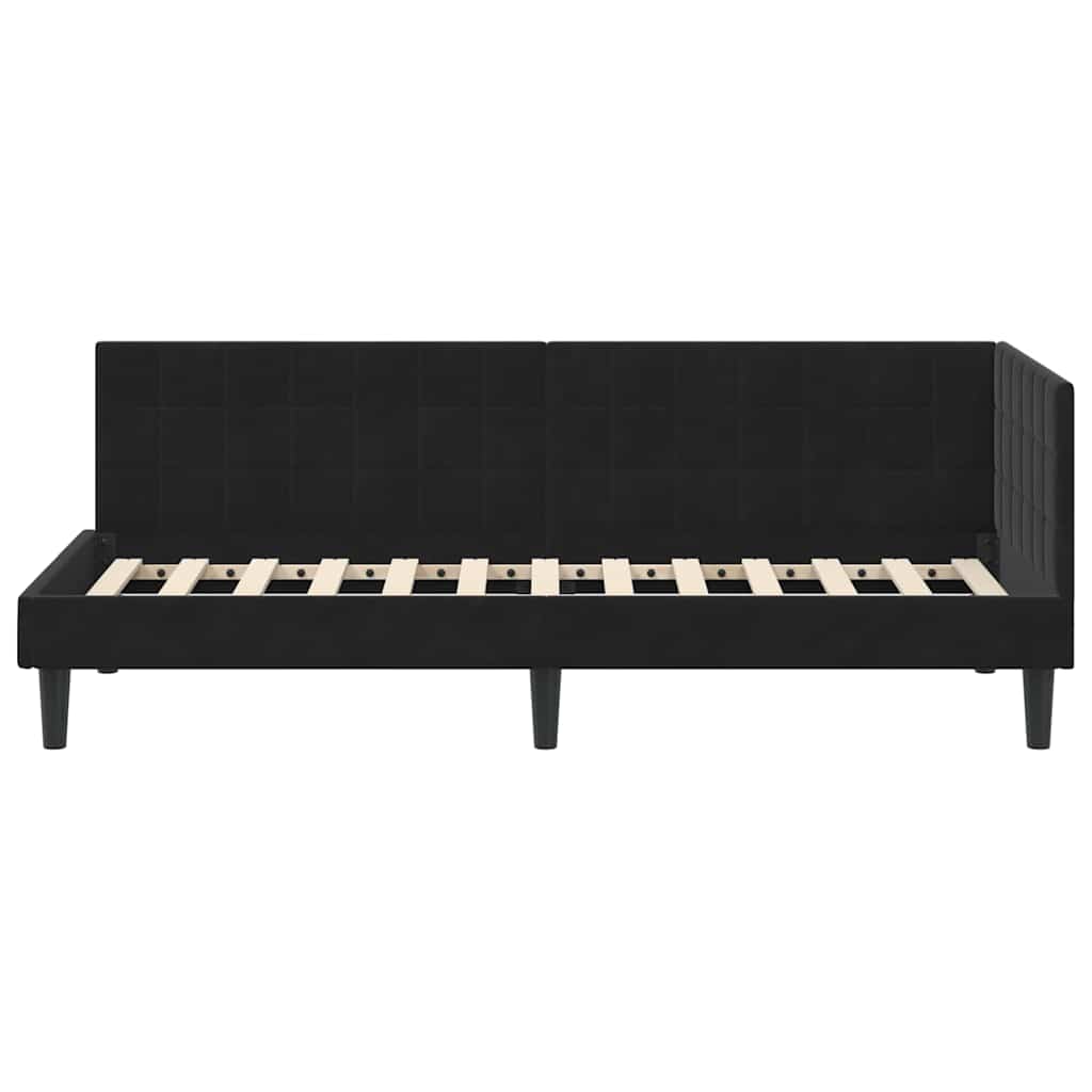 Kutni okvir kreveta s uzglavljem Crna 80 cm x 200 cm Baršun