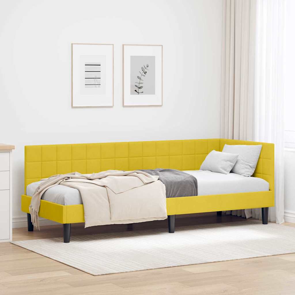 Kutni okvir kreveta s uzglavljem Žuta 80 cm x 200 cm Baršun