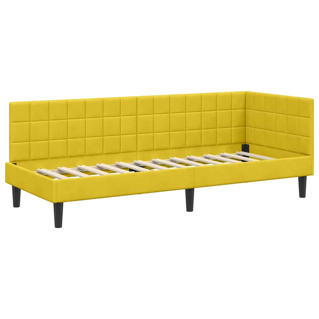 Kutni okvir kreveta s uzglavljem Žuta 80 cm x 200 cm Baršun