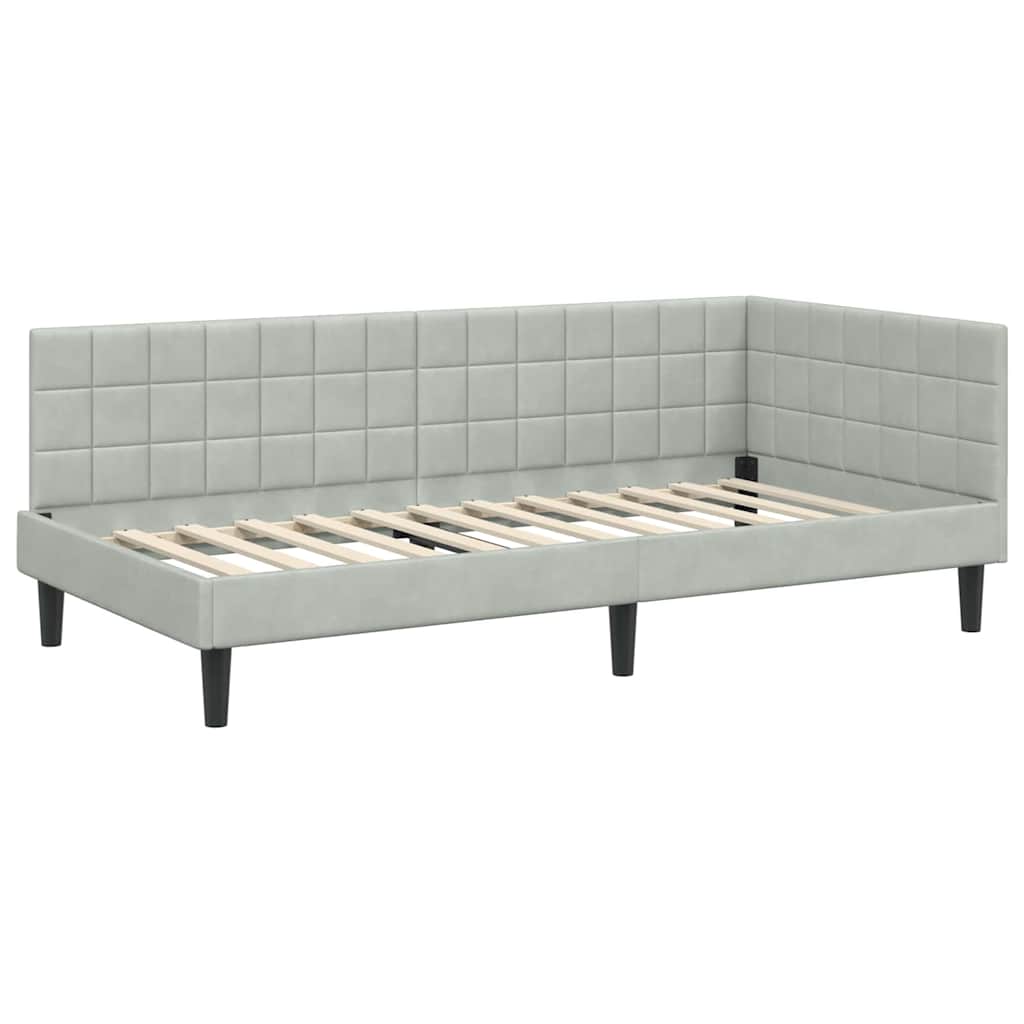 Kutni okvir kreveta Svijetlo siva 90 cm x 190 cm Baršun