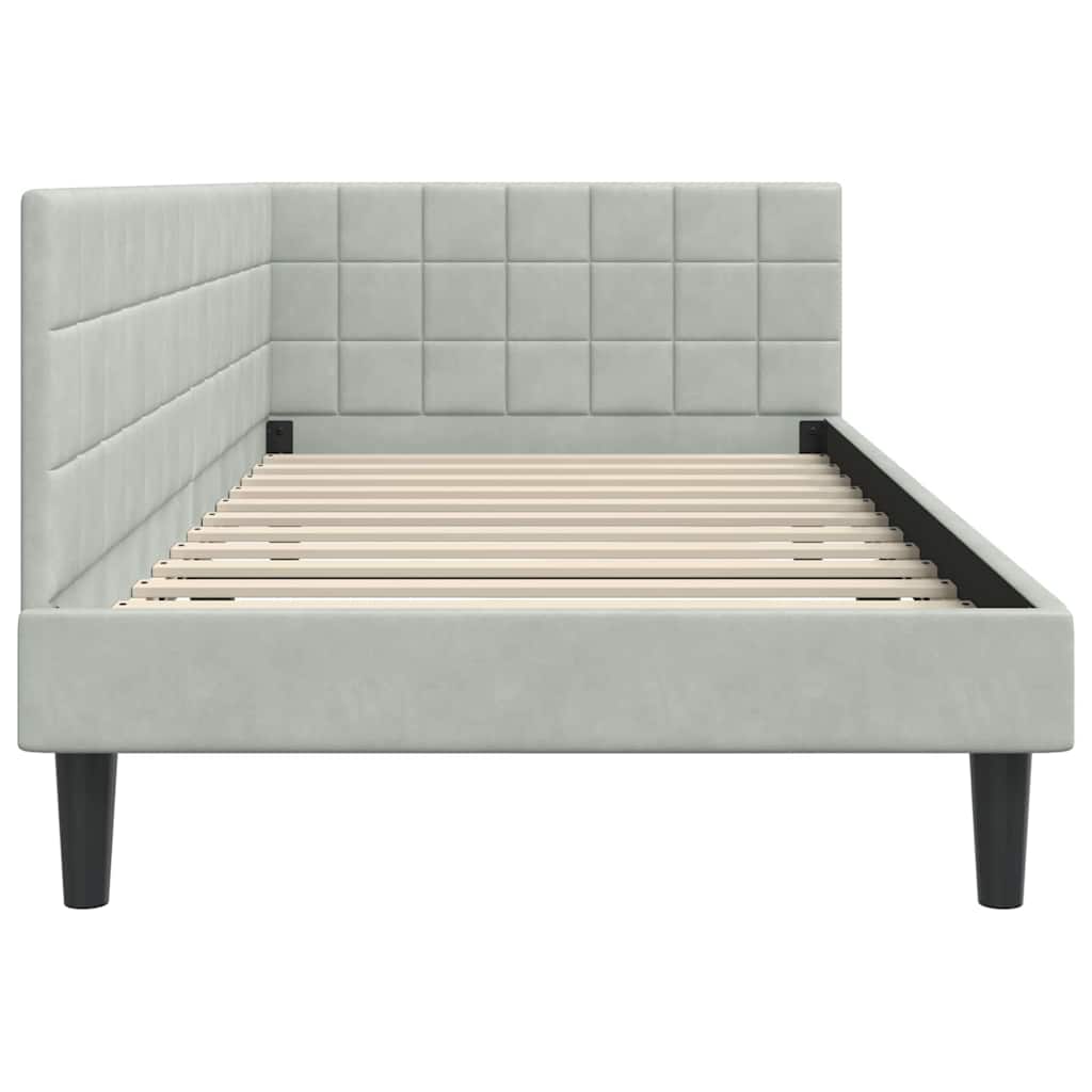 Kutni okvir kreveta Svijetlo siva 90 cm x 190 cm Baršun