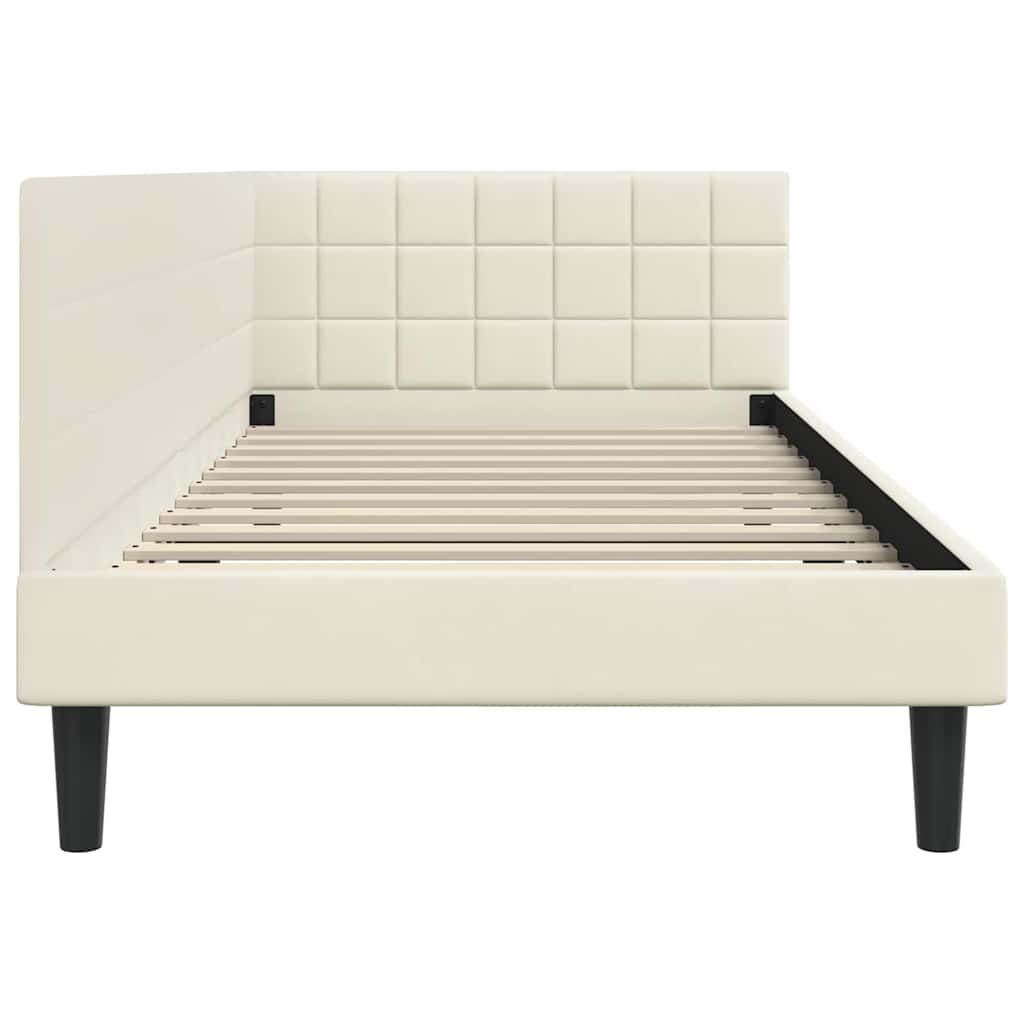 Kutni okvir kreveta s uzglavljem Krema 90 cm x 190 cm Baršun
