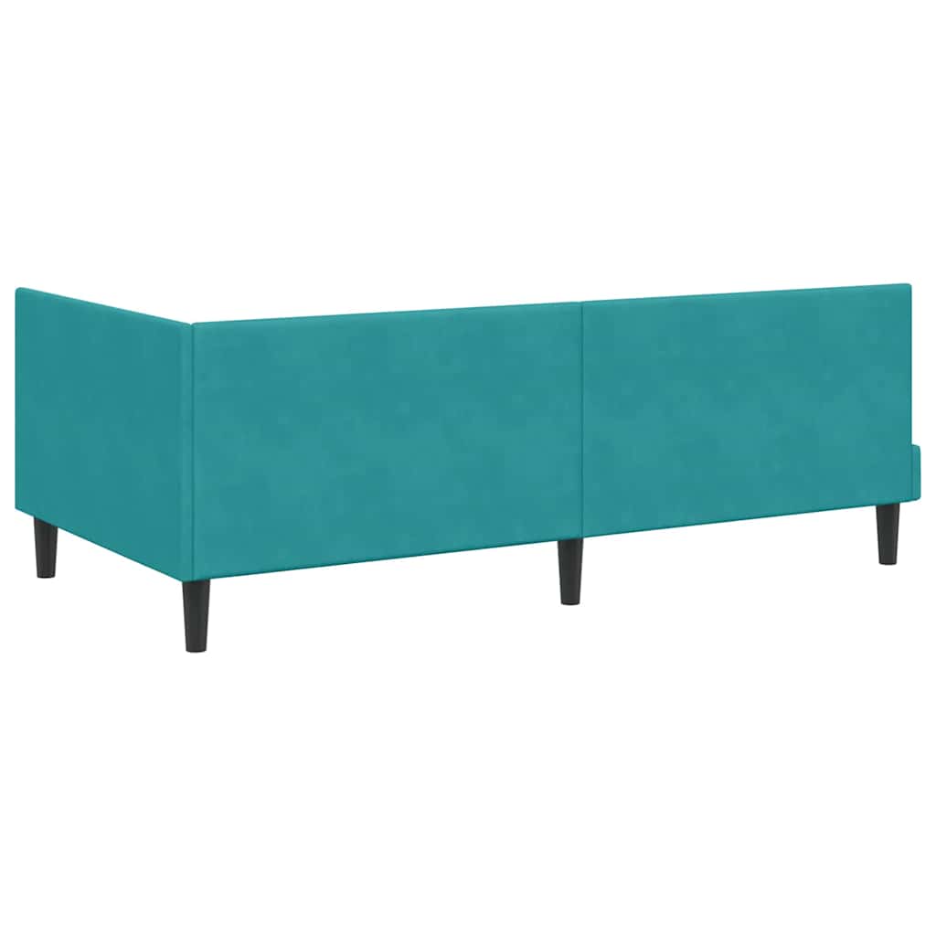 Kutni okvir kreveta s uzglavljem Tirkizna 90 cm x 190 cm Baršun