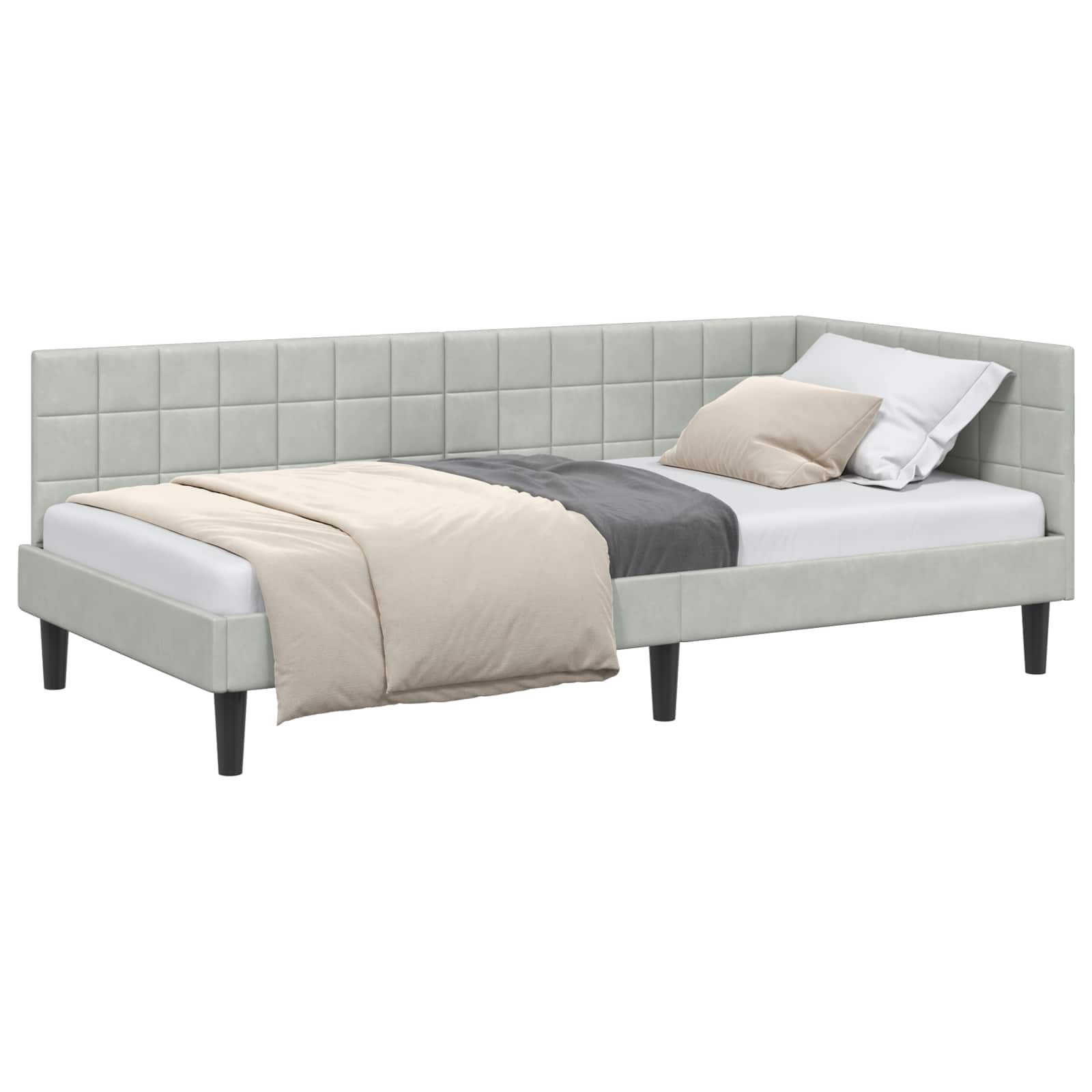 Kutni okvir kreveta Svijetlo siva 90 cm x 200 cm Baršun