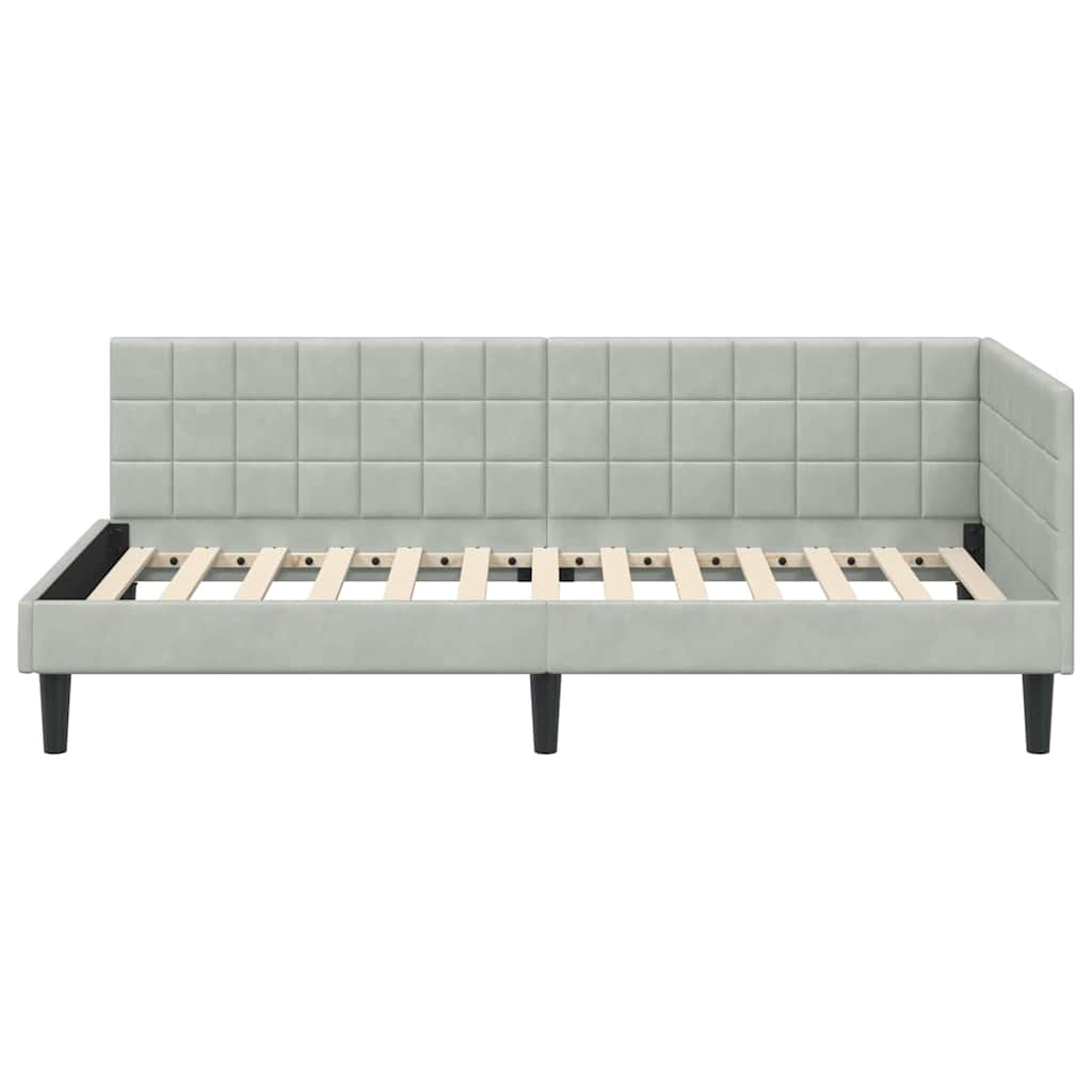 Kutni okvir kreveta Svijetlo siva 90 cm x 200 cm Baršun
