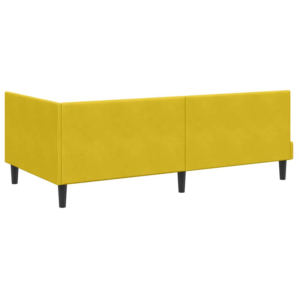 Kutni okvir kreveta s uzglavljem Žuta 90 cm x 200 cm Baršun