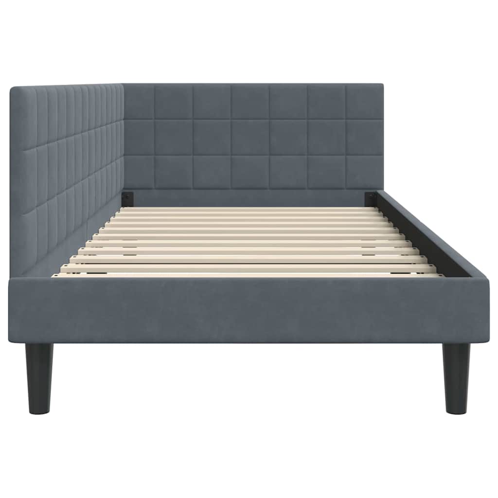 Kutni okvir kreveta Tamno siva 100 cm x 200 cm Baršun