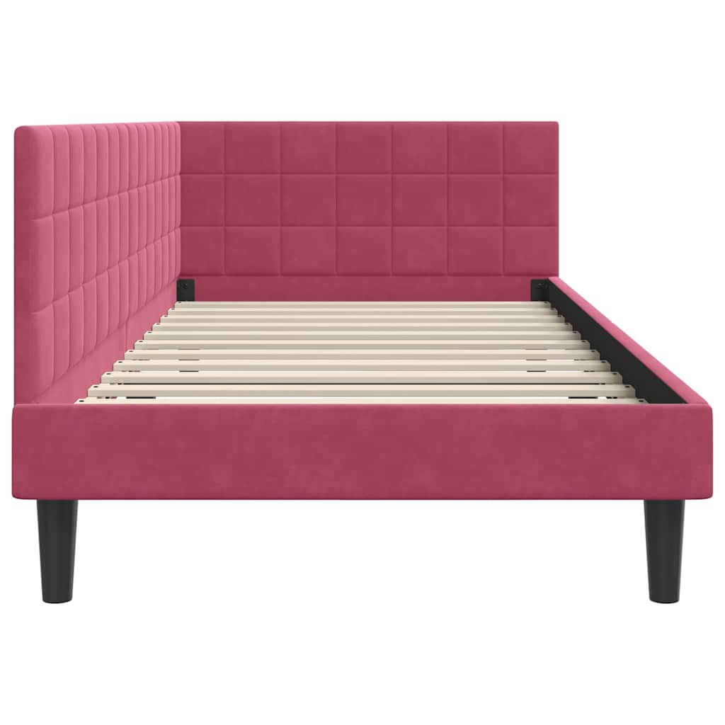 Kutni okvir kreveta Vinska crvena 100 cm x 200 cm Baršun