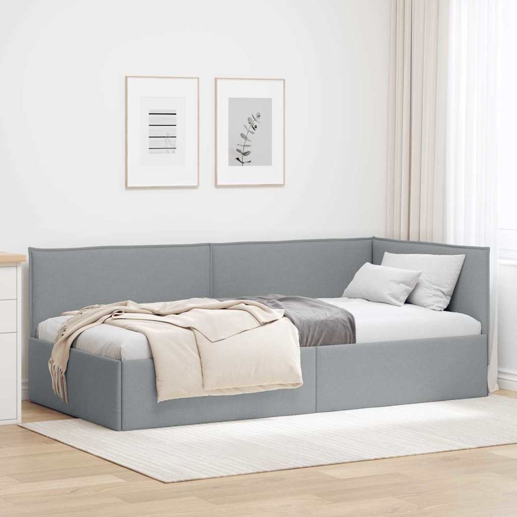 Kutni okvir kreveta Svijetlo siva 80 x 200 cm tkanina
