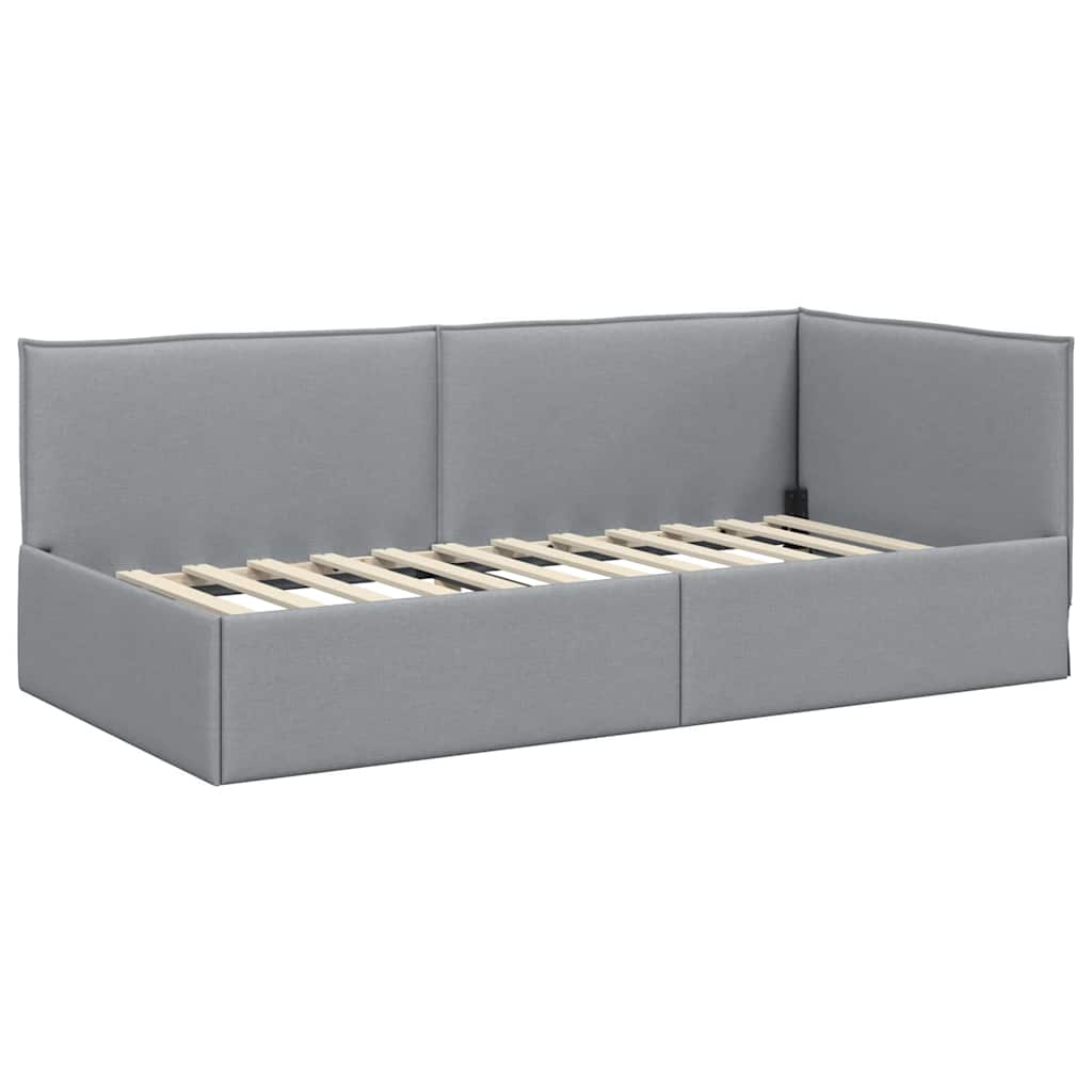 Kutni okvir kreveta Svijetlo siva 80 x 200 cm tkanina