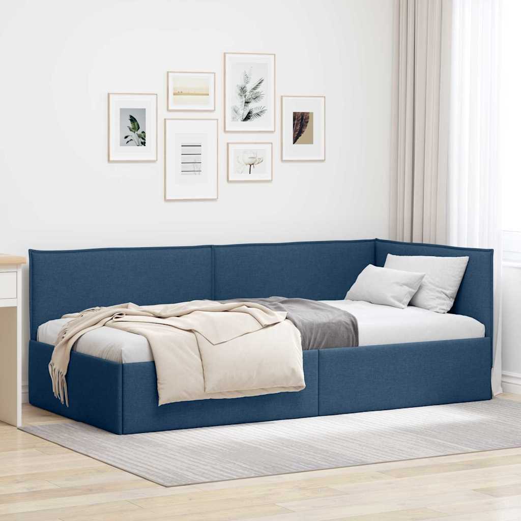 Kutni okvir kreveta s uzglavljem Plava 80 x 200 cm tkanina