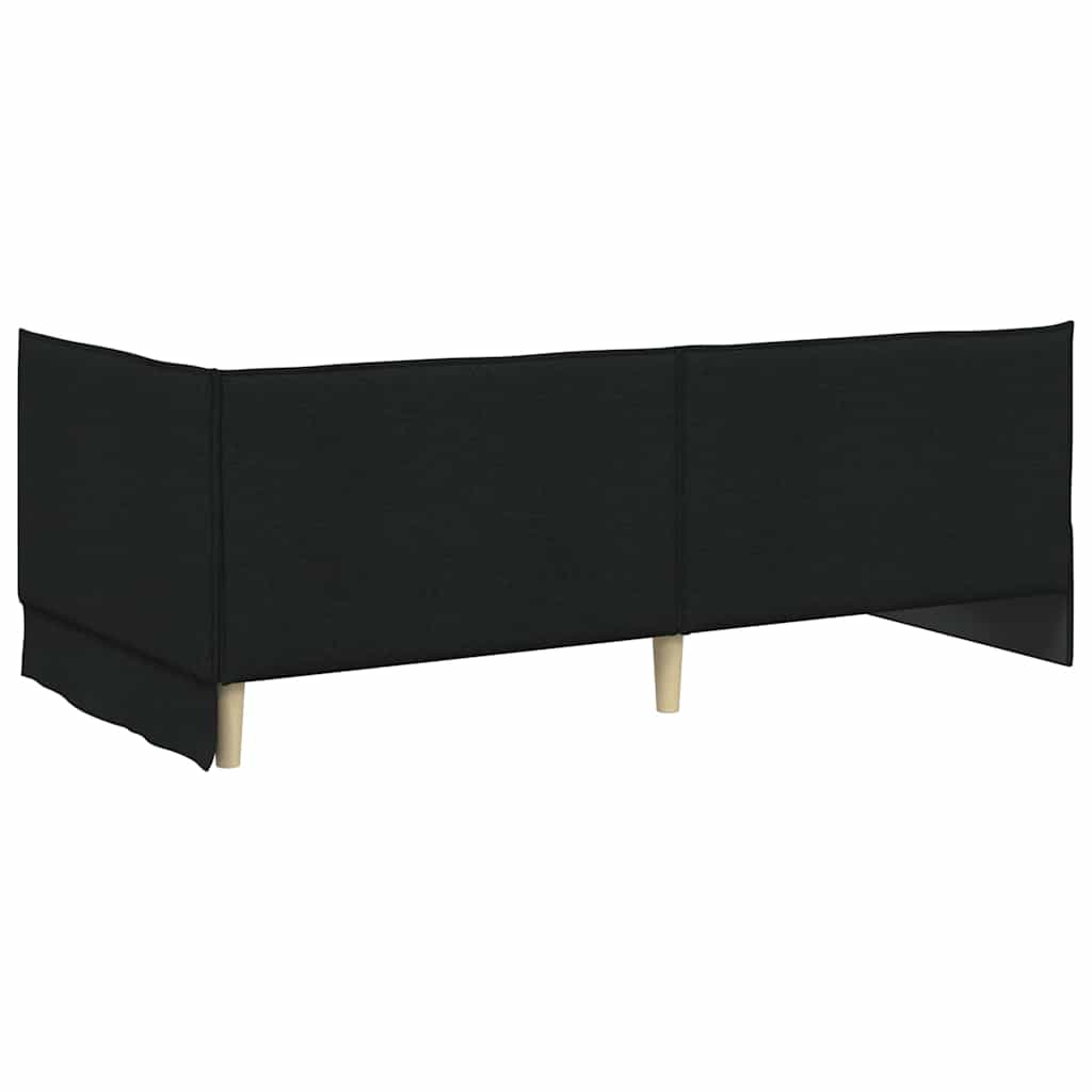 Kutni okvir kreveta s uzglavljem Crna 90 x 200 cm tkanina