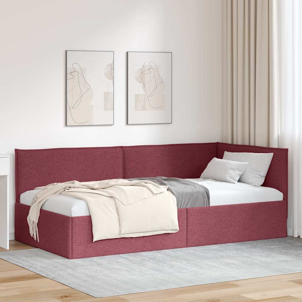 Kutni okvir kreveta Vinska crvena 90 x 200 cm tkanina