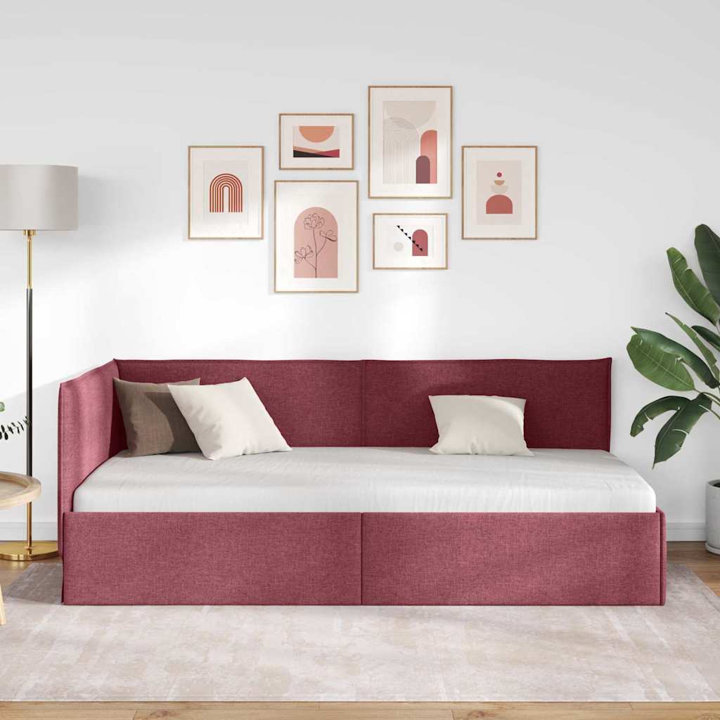 Kutni okvir kreveta Vinska crvena 100 x 200 cm tkanina