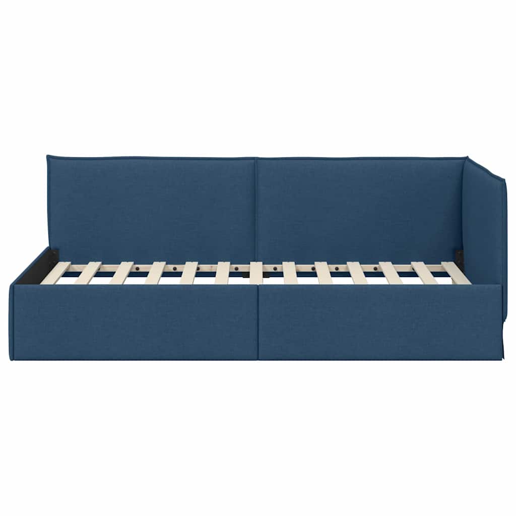 Kutni okvir kreveta s uzglavljem Plava 100 x 200 cm tkanina