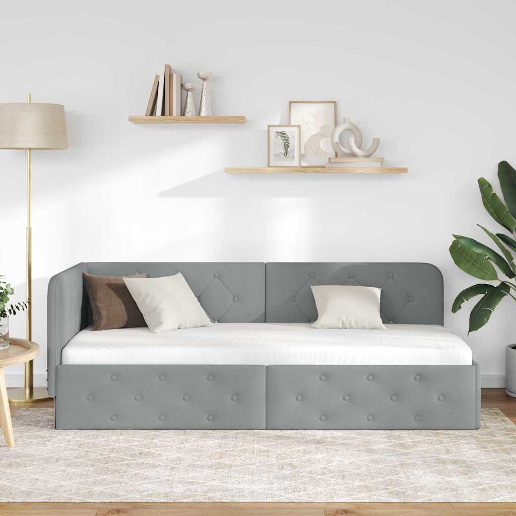 Kutni okvir kreveta Svijetlo siva 80 x 200 cm tkanina