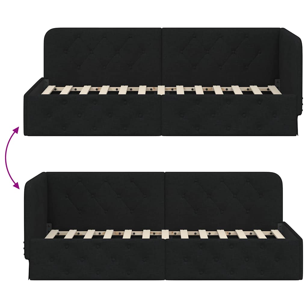 Kutni okvir kreveta Crna 80 x 200 cm tkanina