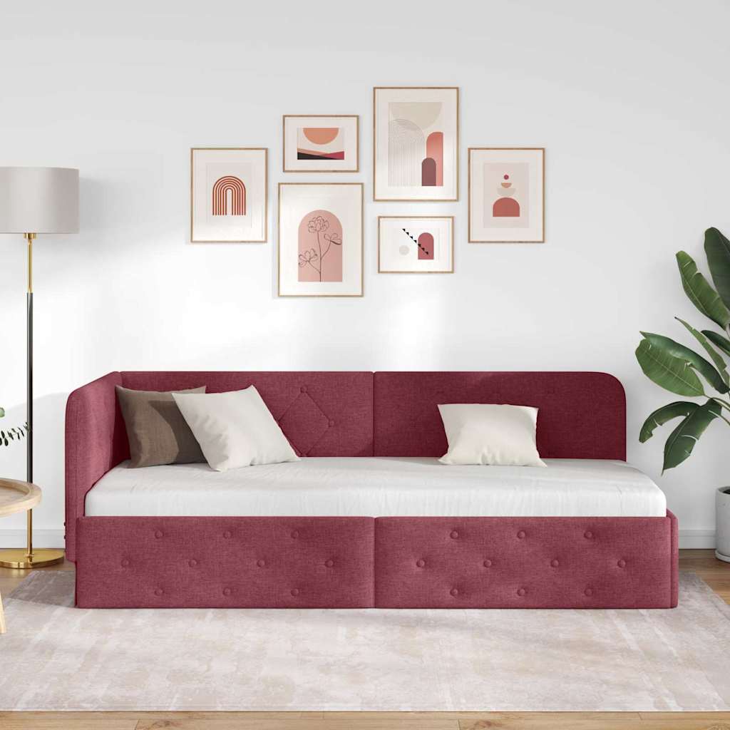 Kutni okvir kreveta Vinska crvena 80 x 200 cm tkanina