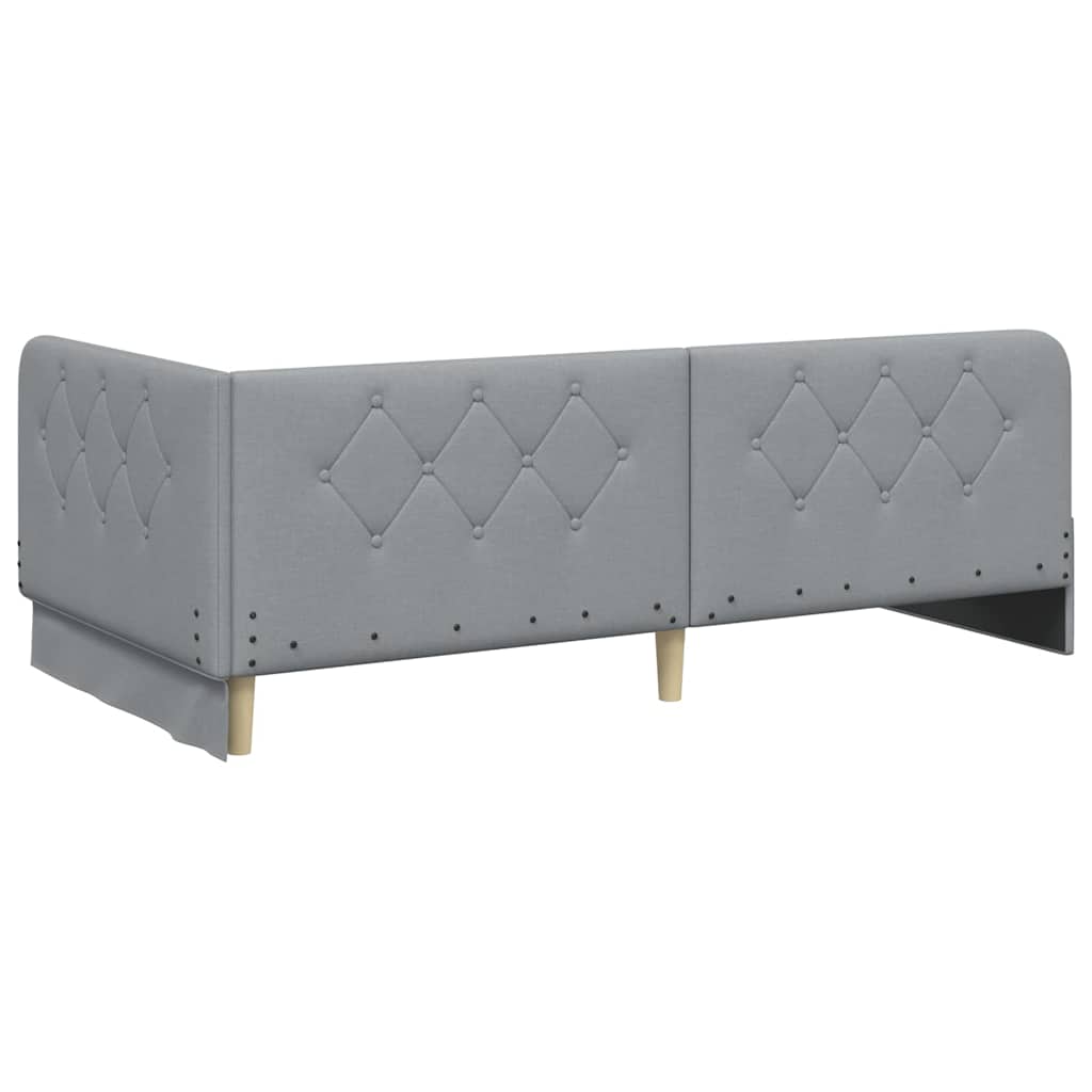 Kutni okvir kreveta Svijetlo siva 90 x 200 cm tkanina