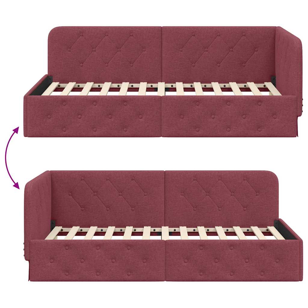 Kutni okvir kreveta Vinska crvena 90 x 200 cm tkanina