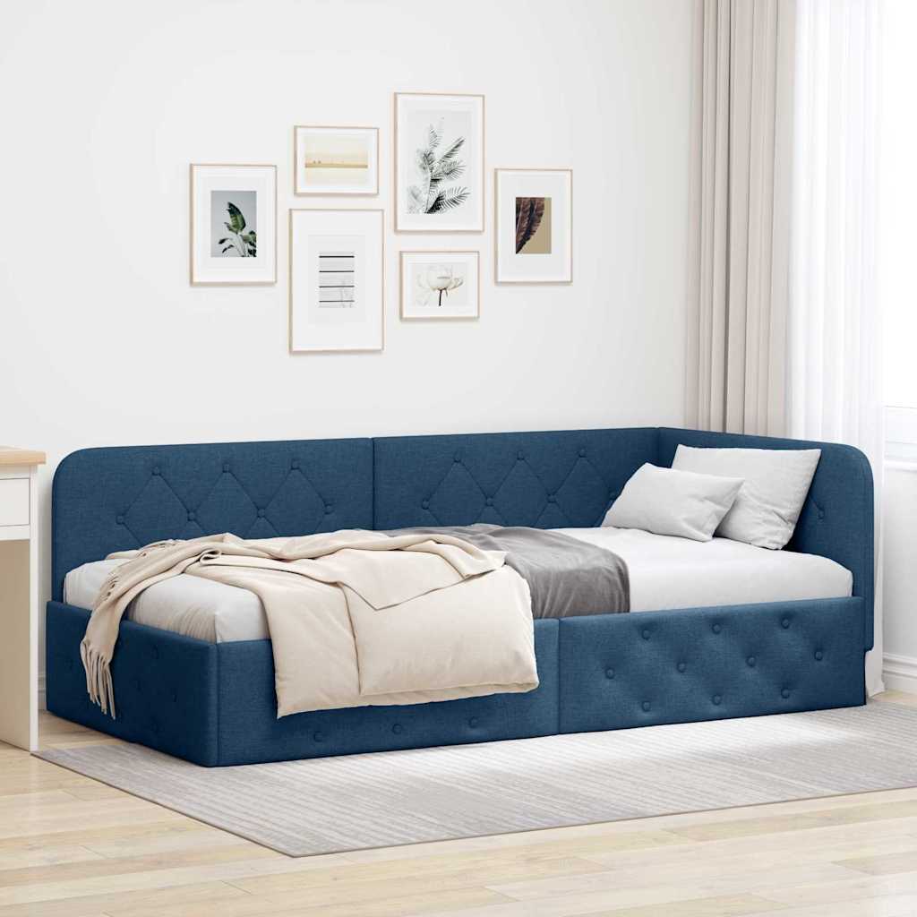 Kutni okvir kreveta Plava 100 x 200 cm tkanina