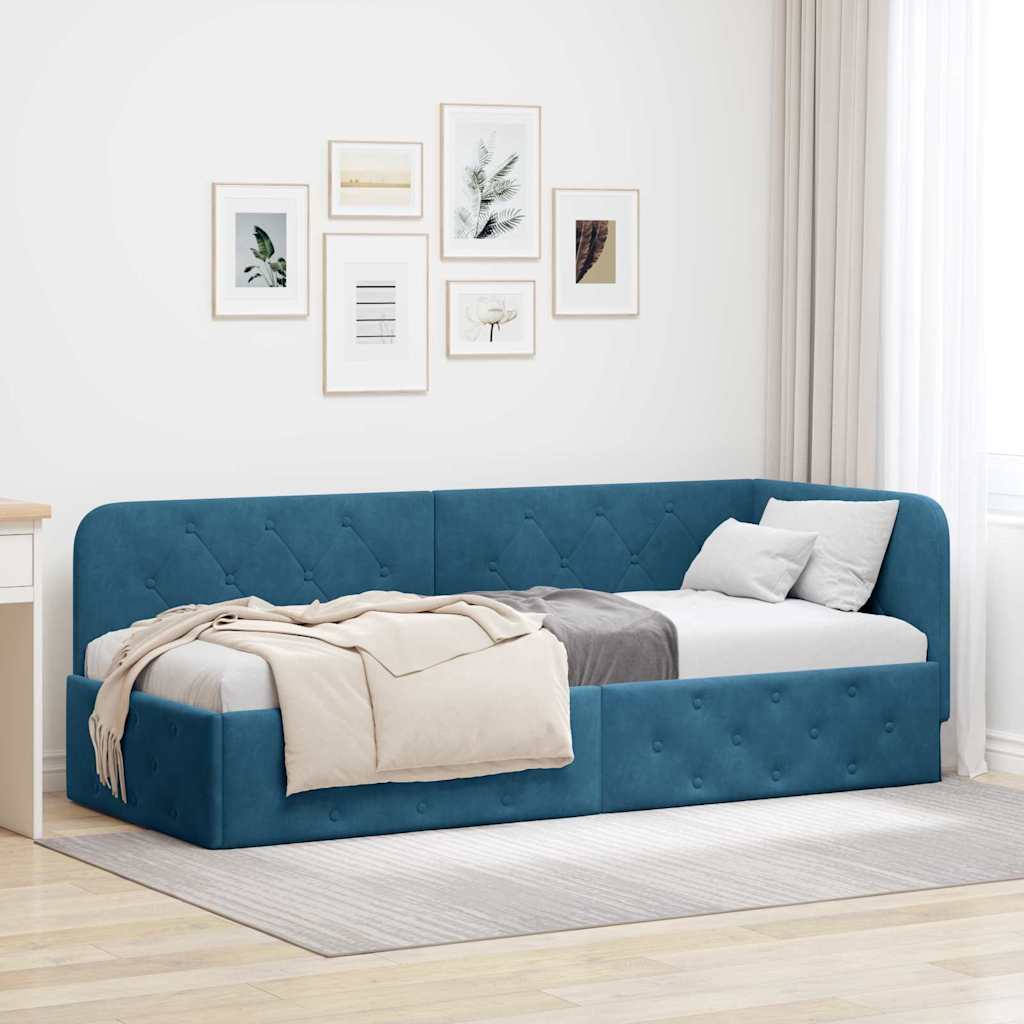 Kutni okvir kreveta Plava 80 x 200 cm Baršun