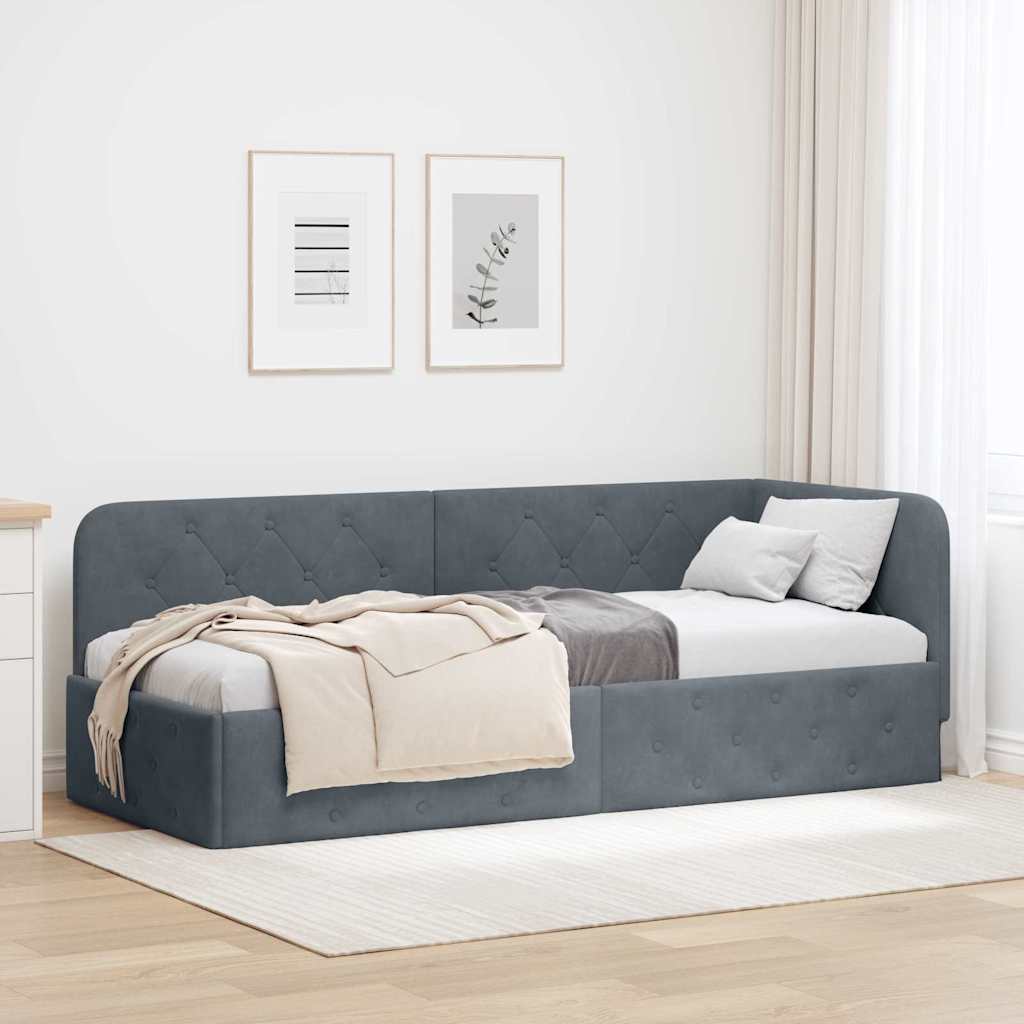 Kutni okvir kreveta Tamno siva 80 x 200 cm Baršun
