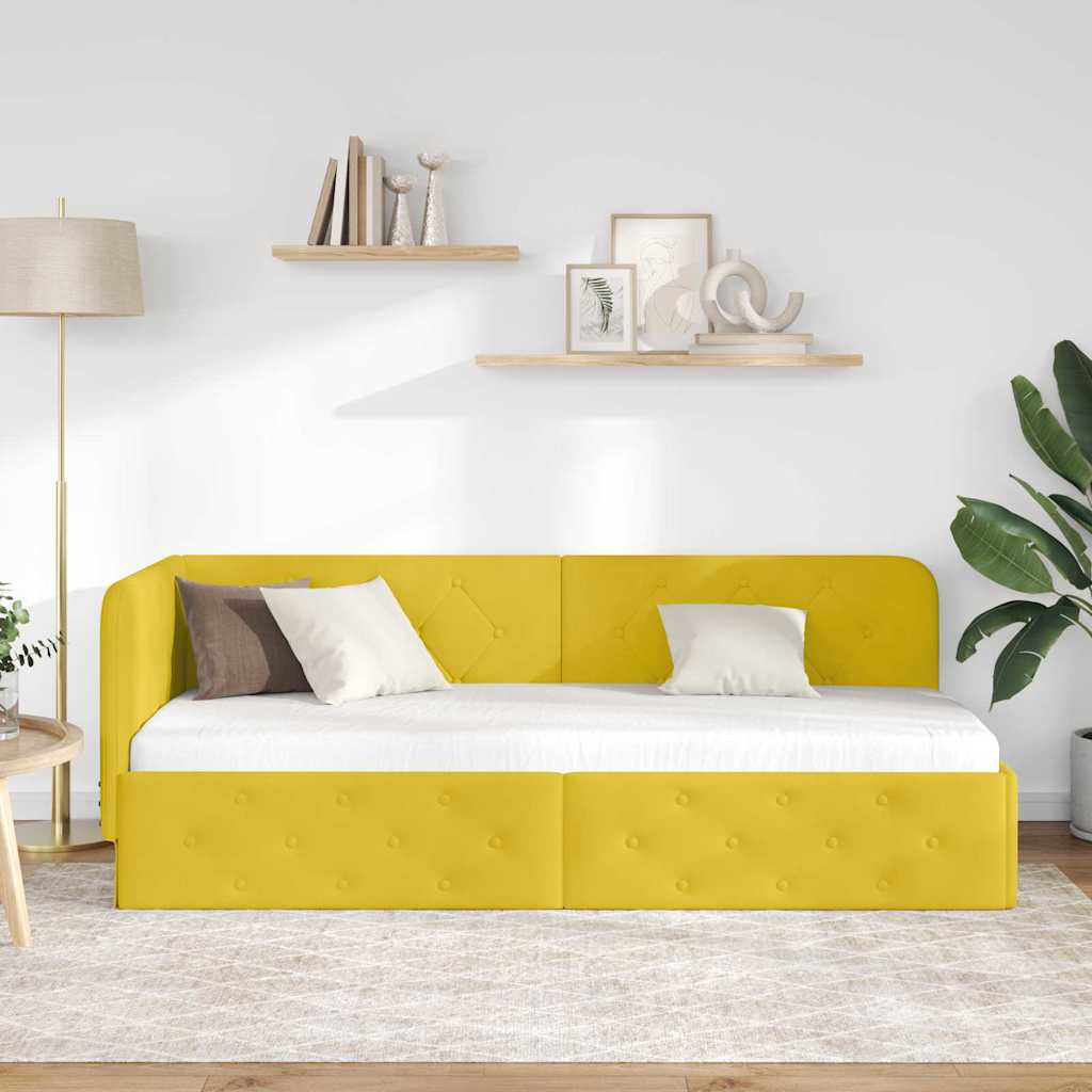 Kutni okvir kreveta Žuta 80 x 200 cm Baršun