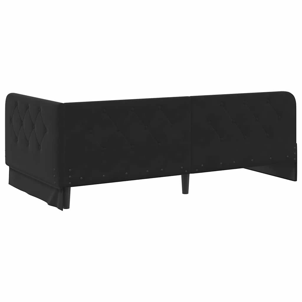 Kutni okvir kreveta Crna 90 x 190 cm Baršun