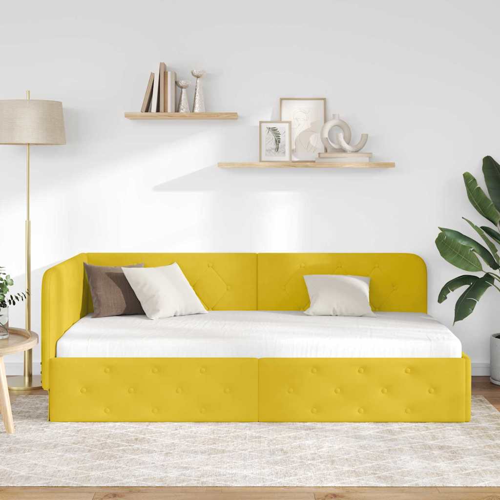 Kutni okvir kreveta Žuta 90 x 190 cm Baršun