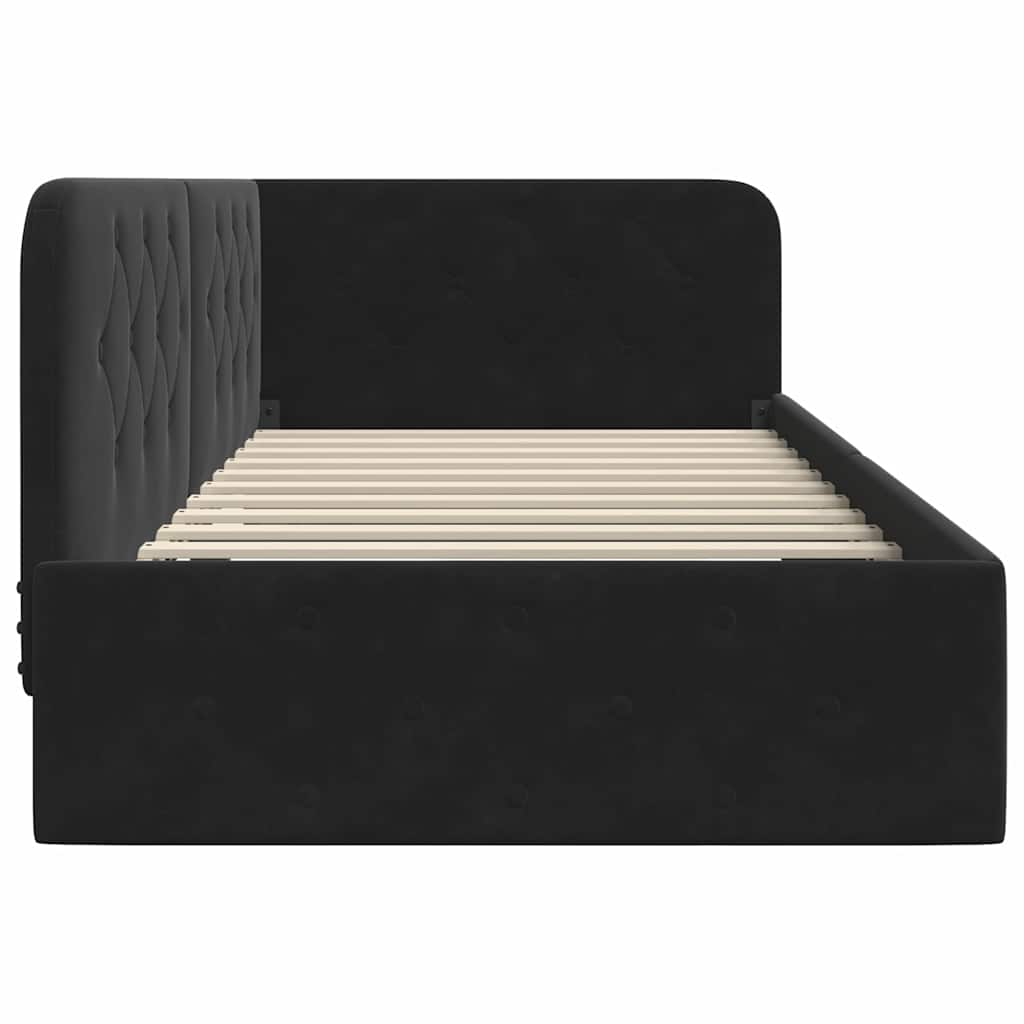 Kutni okvir kreveta Crna 100 x 200 cm Baršun