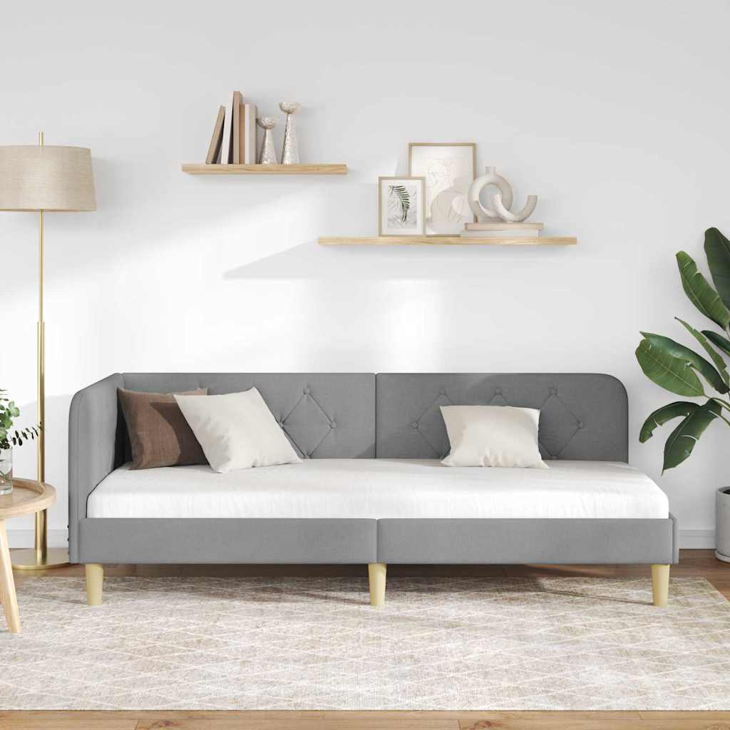 Kutni okvir kreveta Svijetlo siva 80 x 200 cm tkanina