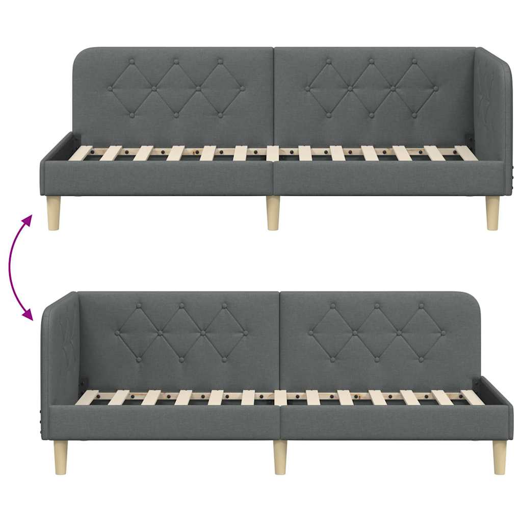 Kutni okvir kreveta Tamno siva 80 x 200 cm tkanina