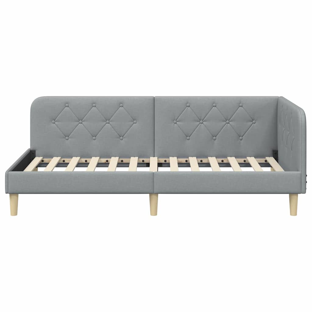 Kutni okvir kreveta Svijetlo siva 90 x 200 cm tkanina
