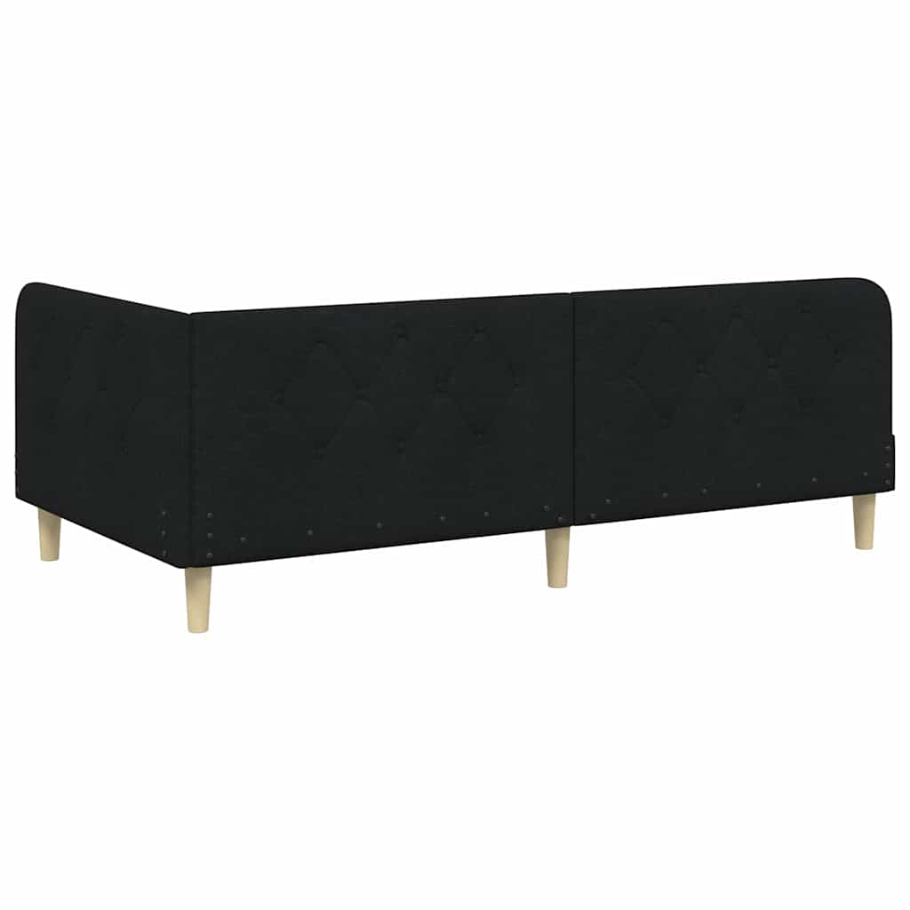 Kutni okvir kreveta Crna 90 x 200 cm tkanina