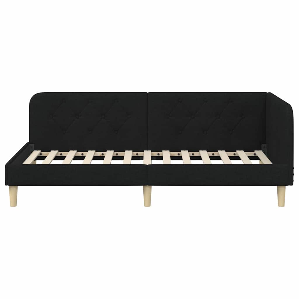 Kutni okvir kreveta Crna 90 x 200 cm tkanina
