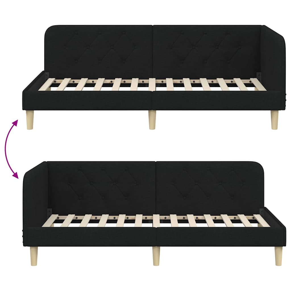 Kutni okvir kreveta Crna 90 x 200 cm tkanina