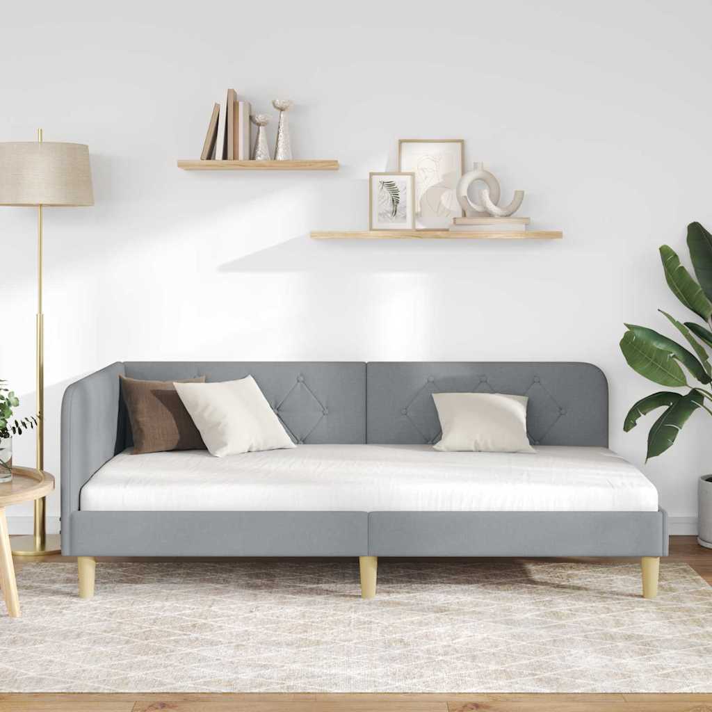 Kutni okvir kreveta Svijetlo siva 100 x 200 cm tkanina