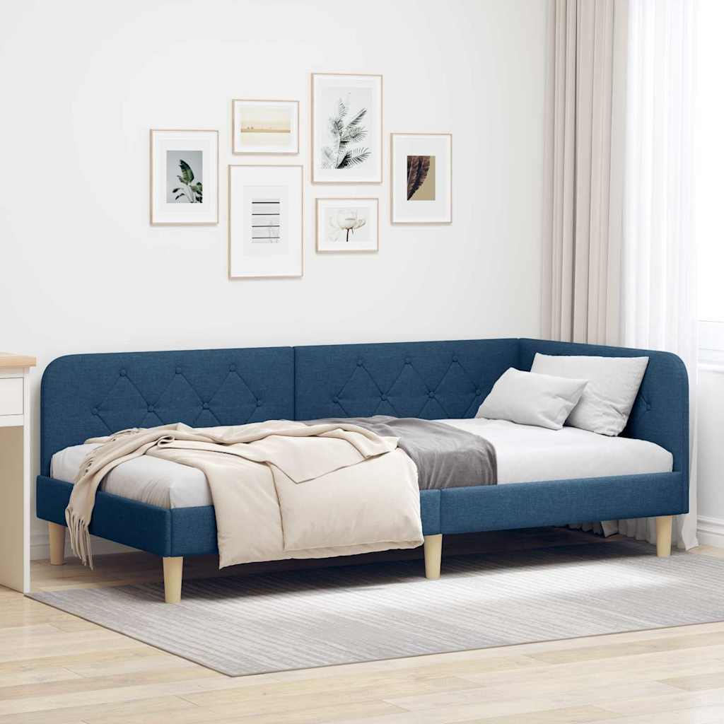 Kutni okvir kreveta Plava 100 x 200 cm tkanina