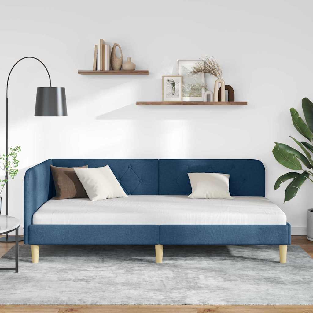 Kutni okvir kreveta Plava 100 x 200 cm tkanina