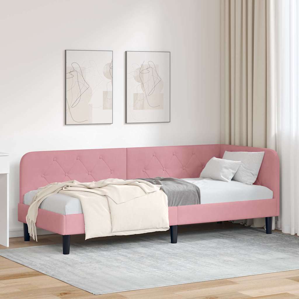 Kutni okvir kreveta Ružičasta 80 x 200 cm Baršun