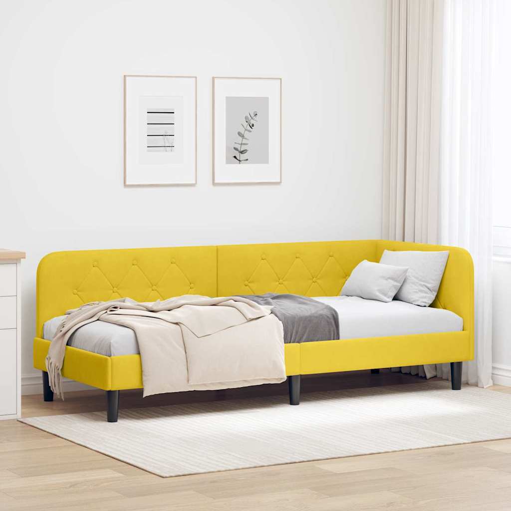 Kutni okvir kreveta Žuta 80 x 200 cm Baršun