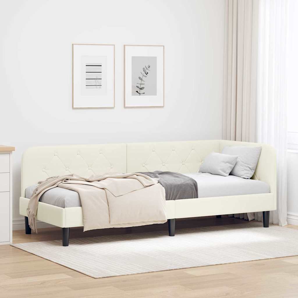 Kutni okvir kreveta Krema 80 x 200 cm Baršun