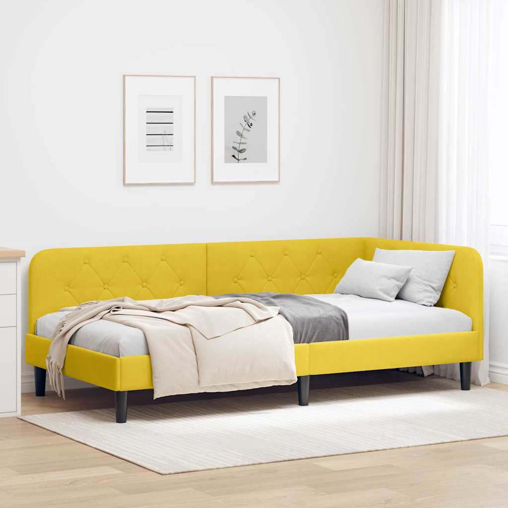 Kutni okvir kreveta Žuta 90 x 200 cm Baršun