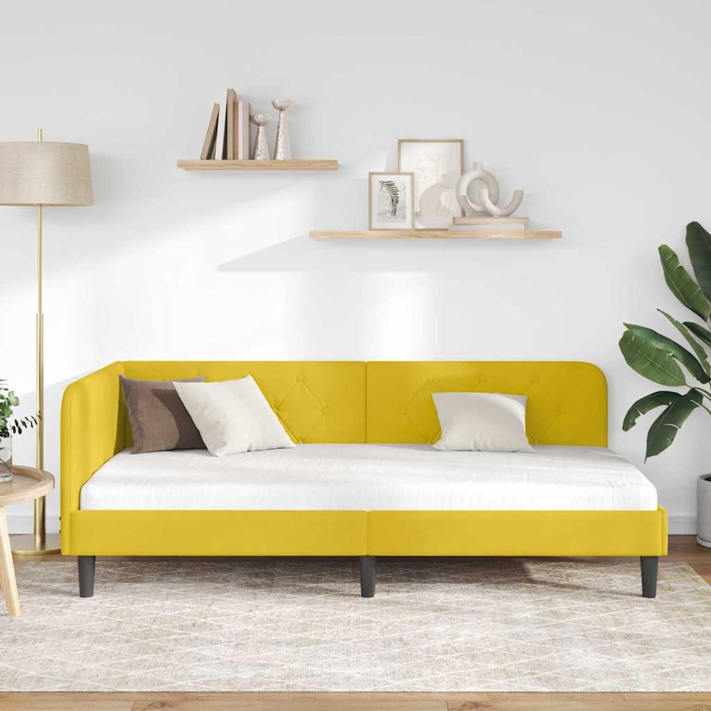 Kutni okvir kreveta Žuta 90 x 200 cm Baršun