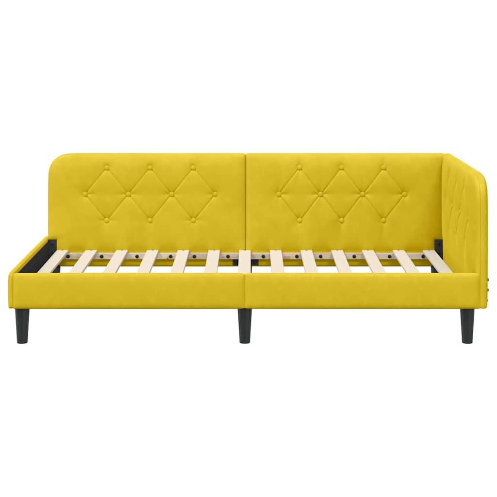 Kutni okvir kreveta Žuta 90 x 200 cm Baršun