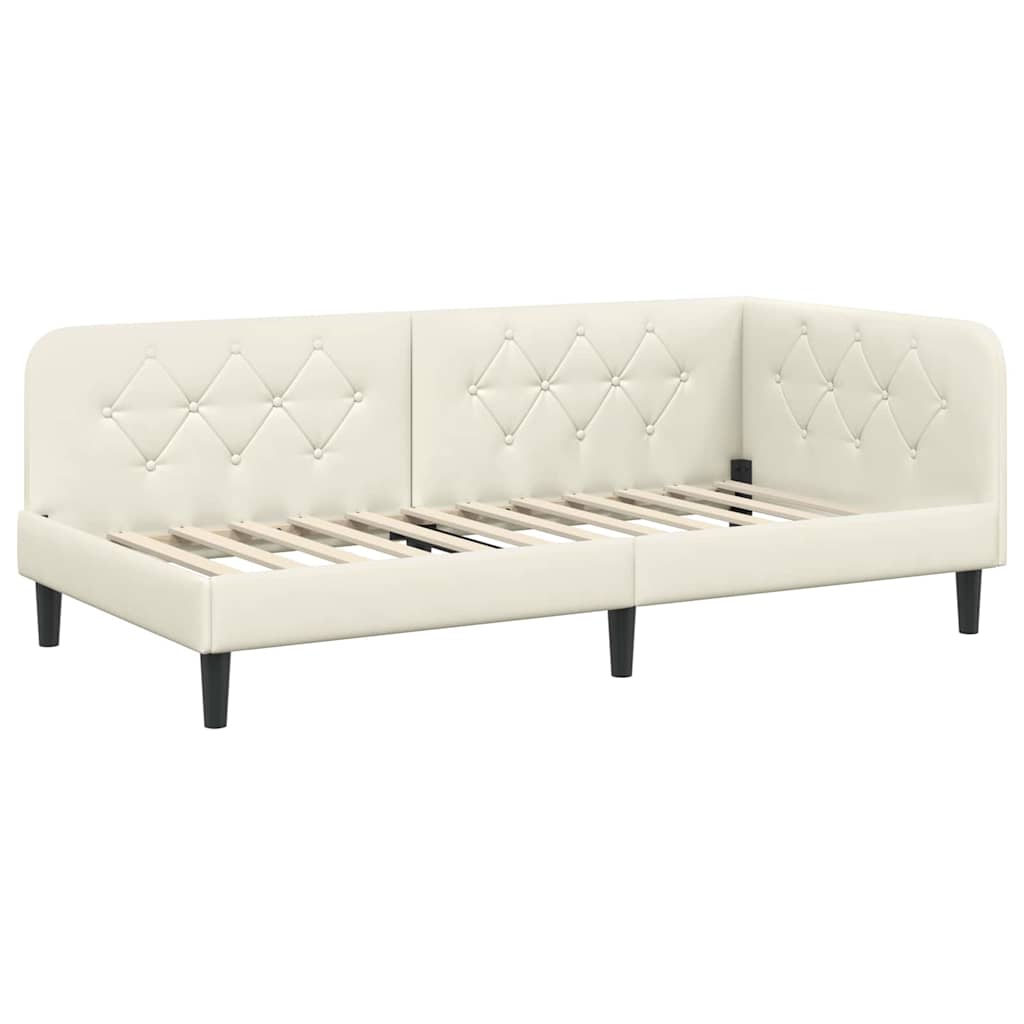 Kutni okvir kreveta Krema 90 x 200 cm Baršun