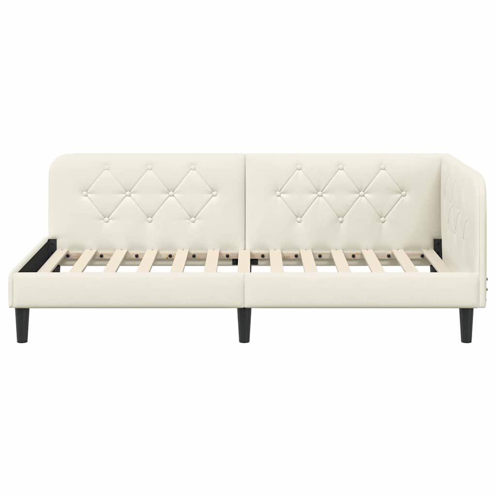Kutni okvir kreveta Krema 90 x 200 cm Baršun
