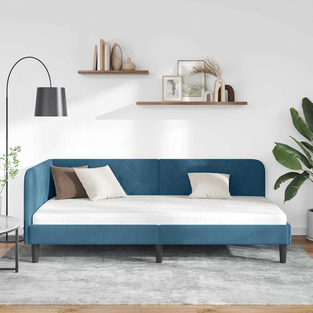 Kutni okvir kreveta Plava 100 x 200 cm Baršun